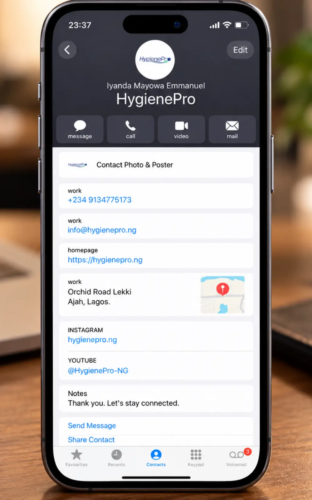 Mobile contact-saving experience for a digital business card