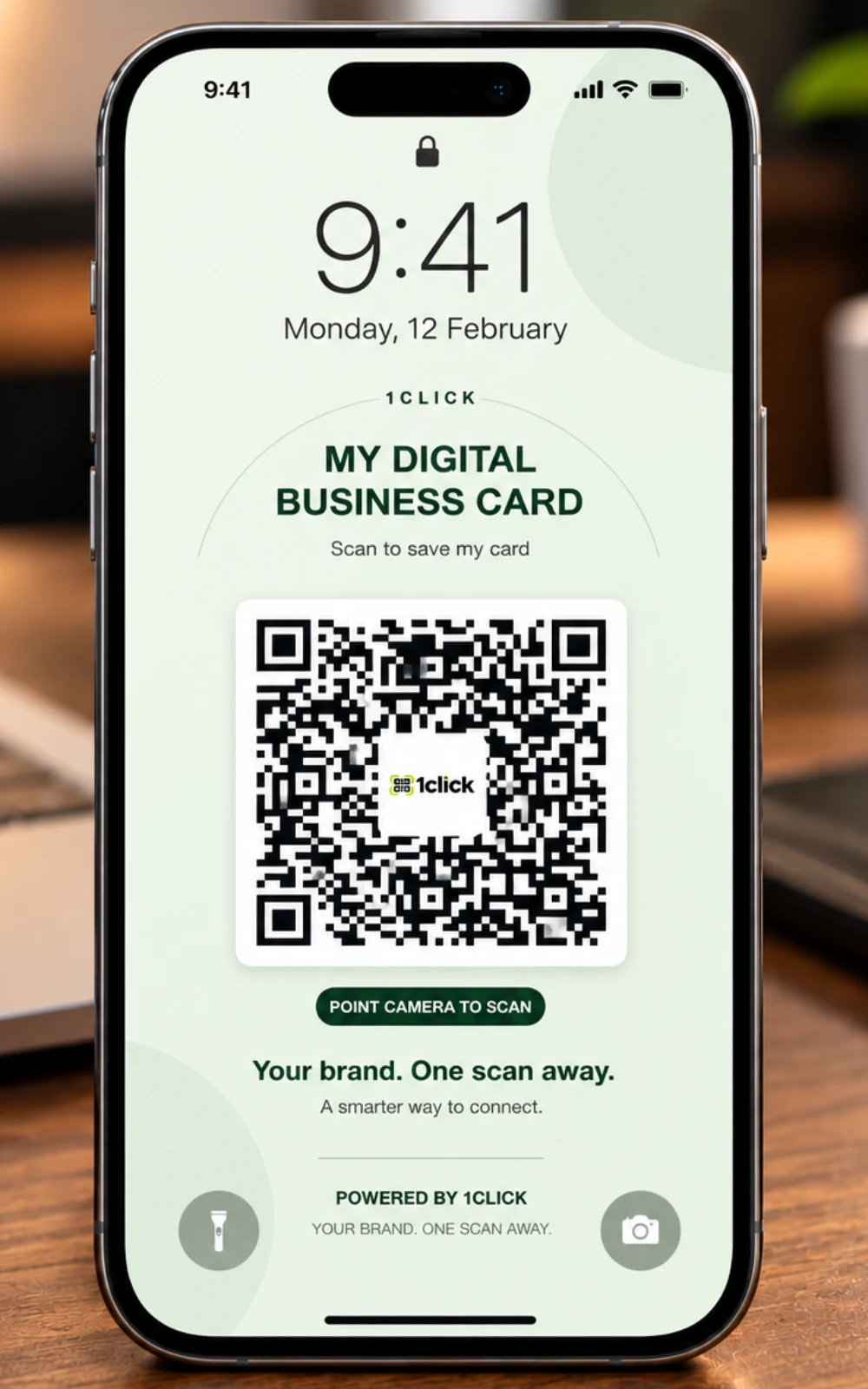 QR code displayed as a phone lock-screen wallpaper